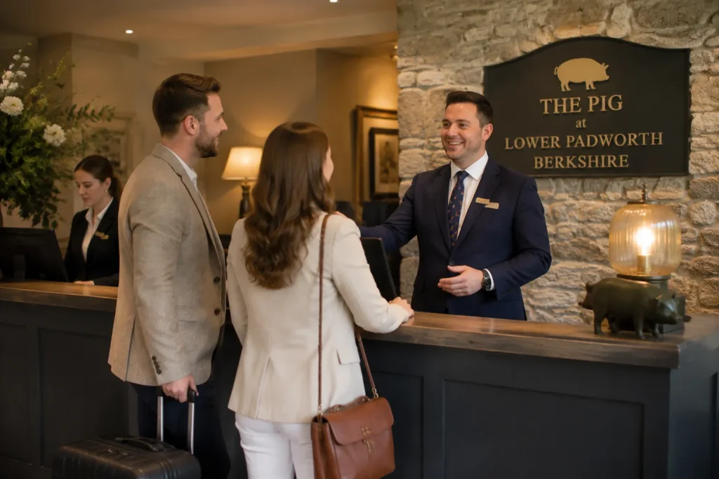 Hotel Manager leading hotel operations and welcoming guests at a hotel in Lower Padworth, Berkshire.